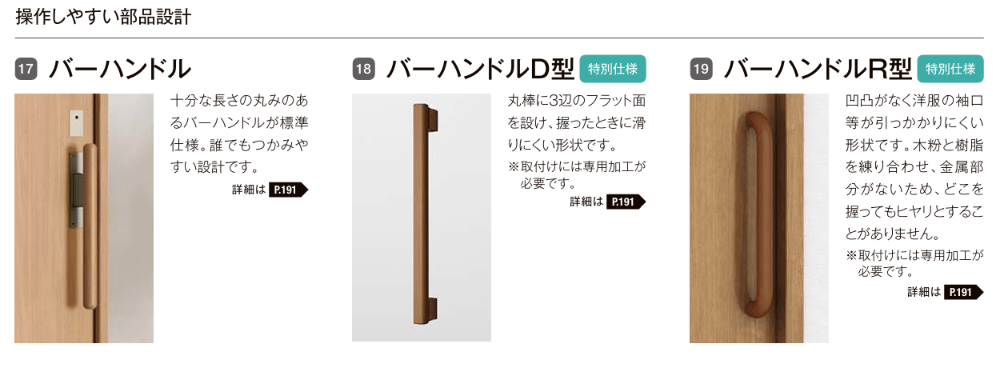 LIXIL「ラシッサUD」のドアハンドル　力がなくても操作しやすいバーハンドル